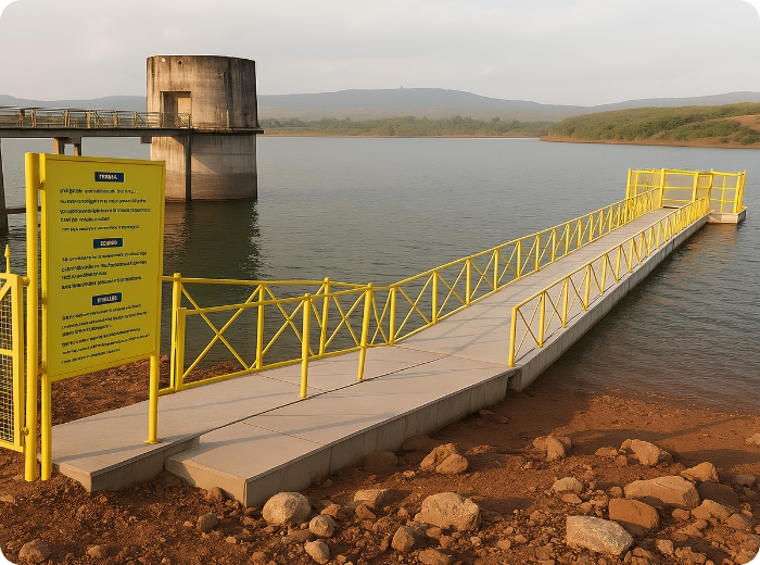 Heavy Duty Concrete Pontoon System on a reservoir