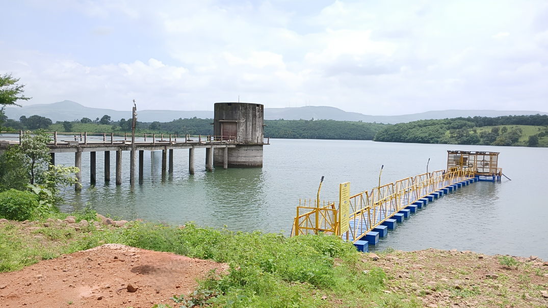 Solar PV structure on floating pump platform
