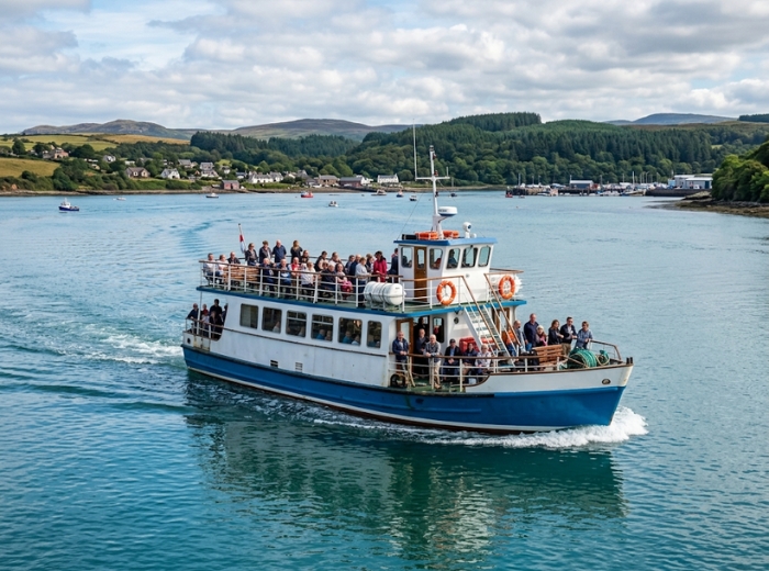 Floating ferry terminal structural layout with gangway