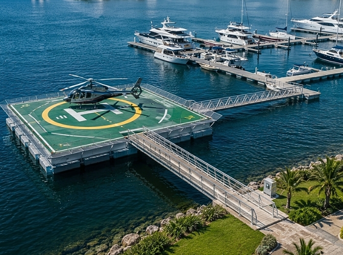 Floating vertiport for helicopter operations