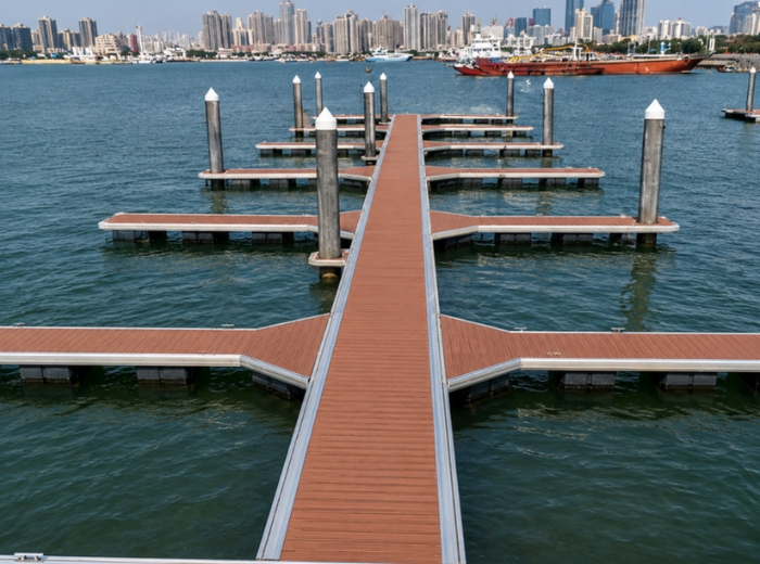 Modular floating walkway with handrails