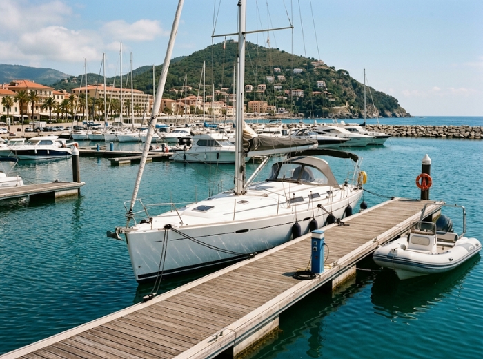 Finger dock marina berth structural layout